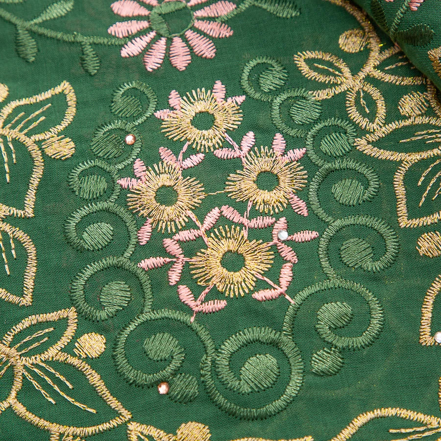 Kalume African Cotton Embroidered Lace Fabric With Stones