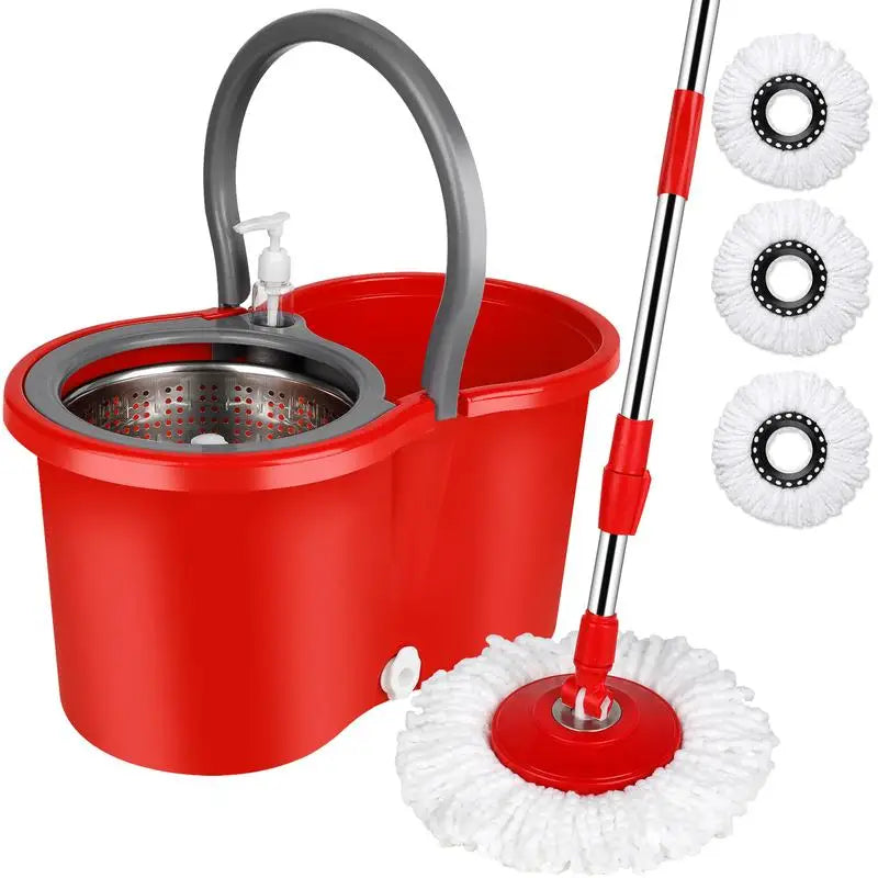 360 Degree Spinning Mop Bucket System with 3 Microfiber Heads