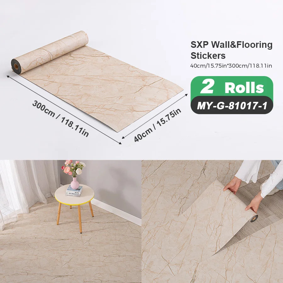 2 Rolls Self Adhesive Wall Floor Sticker Wood Grain Marble