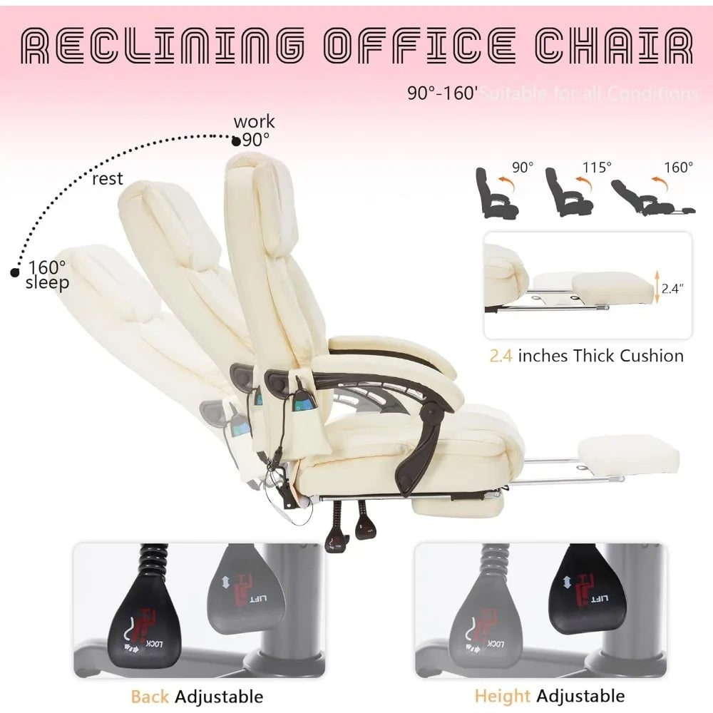 MKDK Massage Office Chair with Foot Rest and Vibration