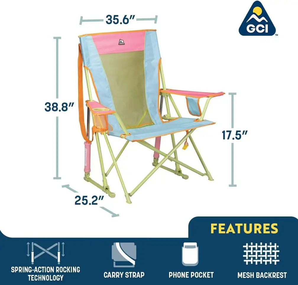 Outdoor Comfort Pro Rocker Camping Chair with Drink Holder