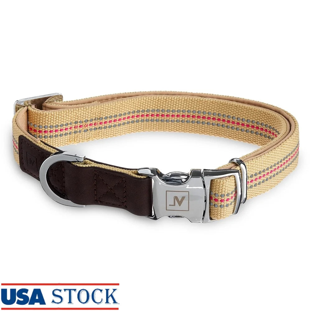 DUTRIEUX Reflective Nylon Dog Collar PU Leather Attachment