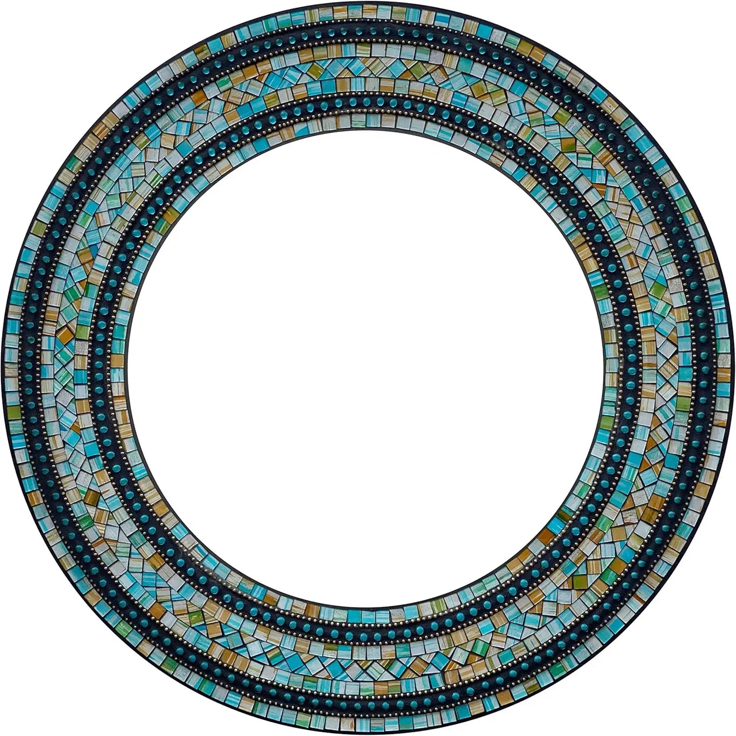 Handcrafted Turquoise Mosaic Round Wall Mirror by NoEnName_Null