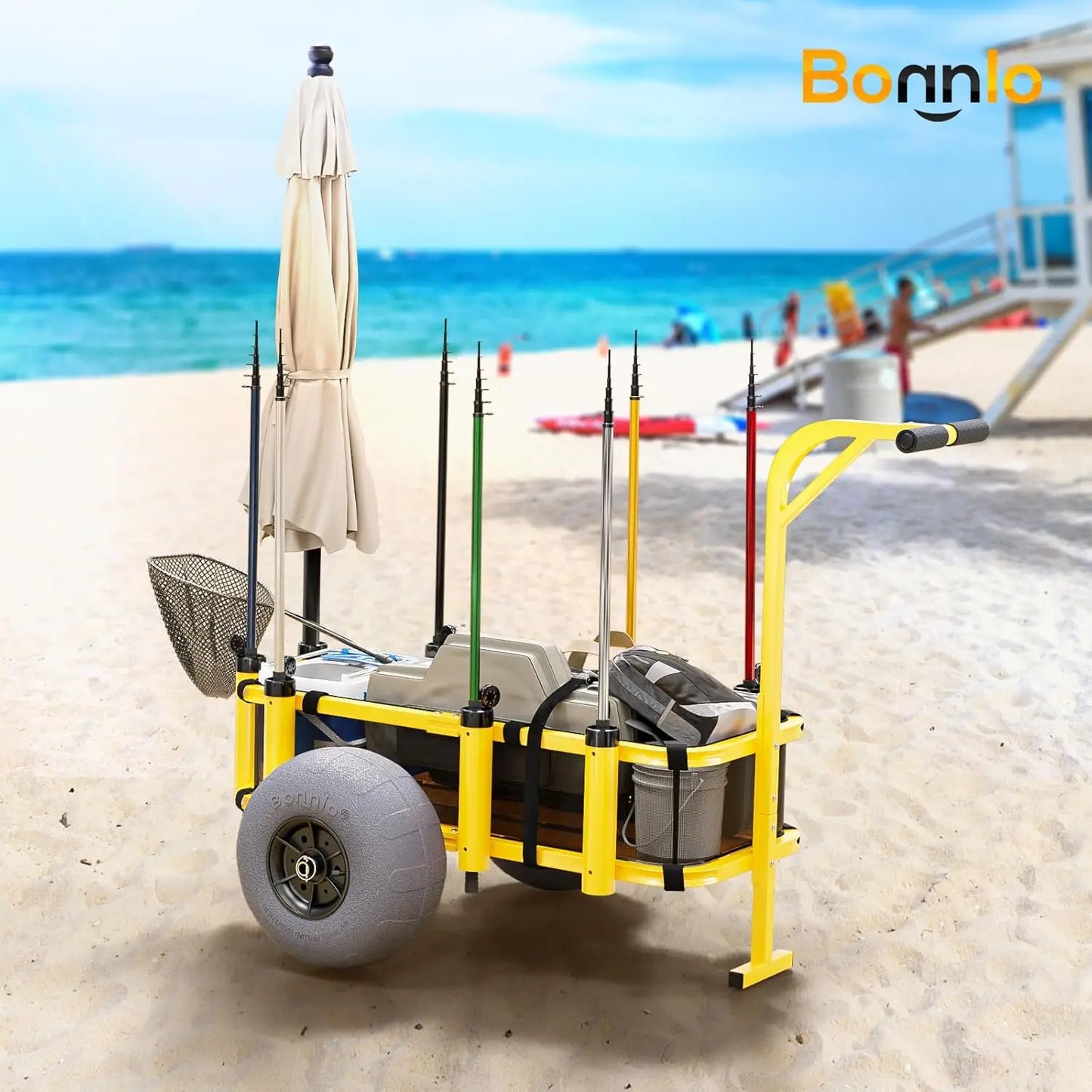Fishing Cart Beach Wagon with Big Wheels and Rod Holders