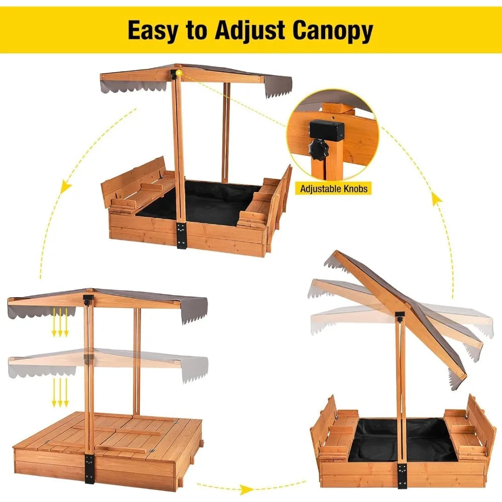 Hign Concerned Kids Sandbox With Retractable Canopy Playset