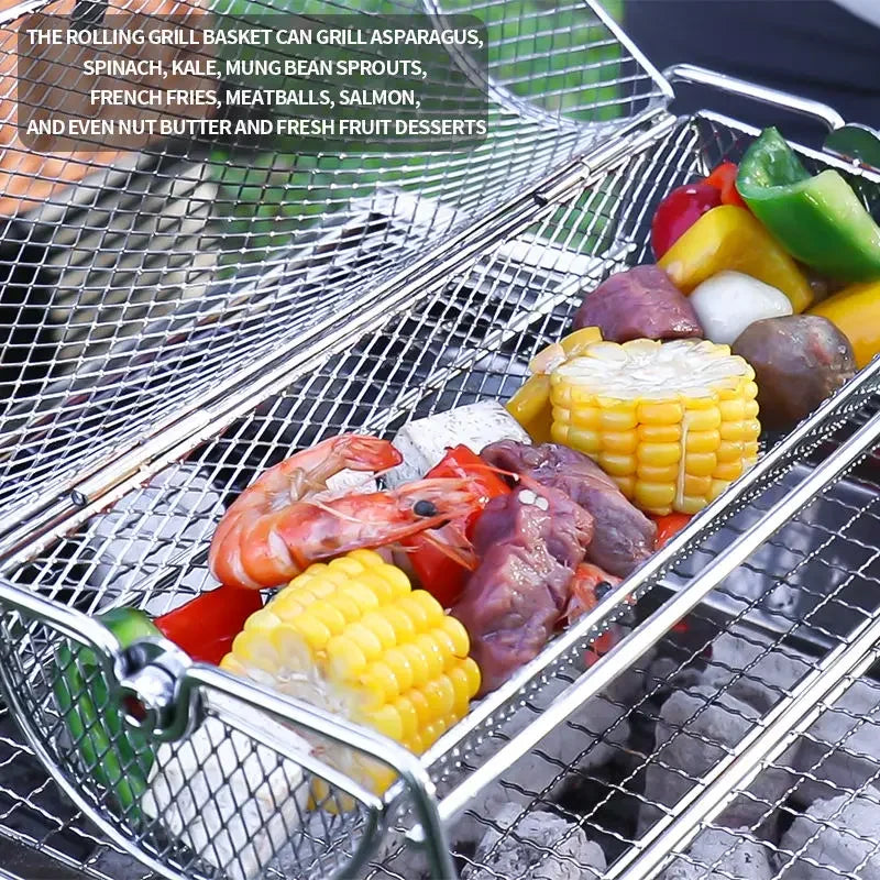 CN Guangdong Stainless Steel Rolling BBQ Grill Mesh Basket