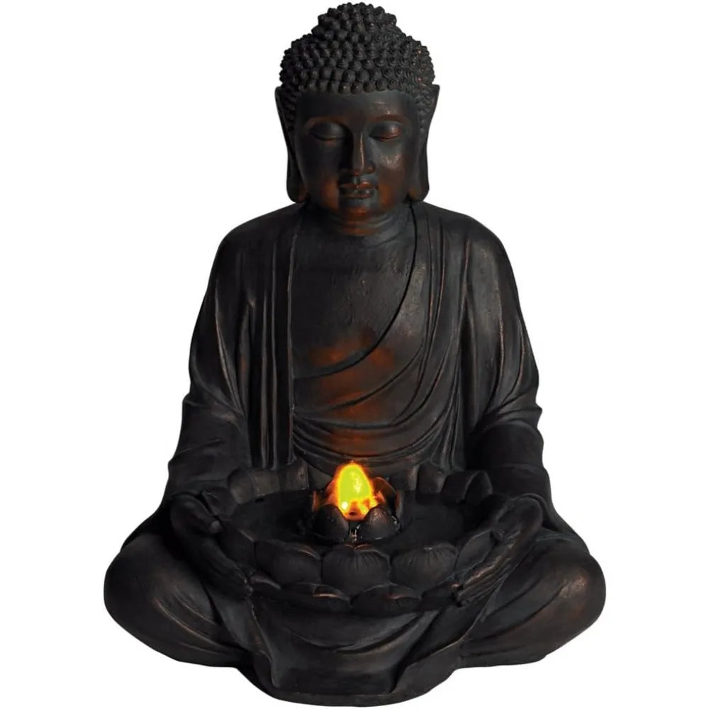 Meditating Buddha 24 Inch Zen Indoor Outdoor Resin Fountain