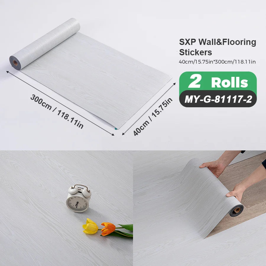 2 Rolls Self Adhesive Wall Floor Sticker Wood Grain Marble