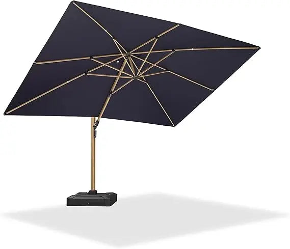 Teak Finished Aluminum Cantilever Umbrella Windproof Patio