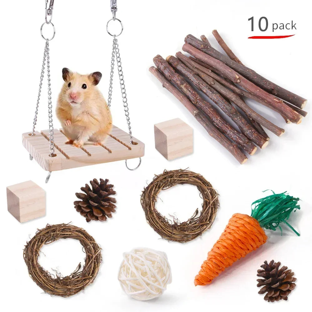 Hign-concerned Wooden Hamster And Small Pet Toys Set