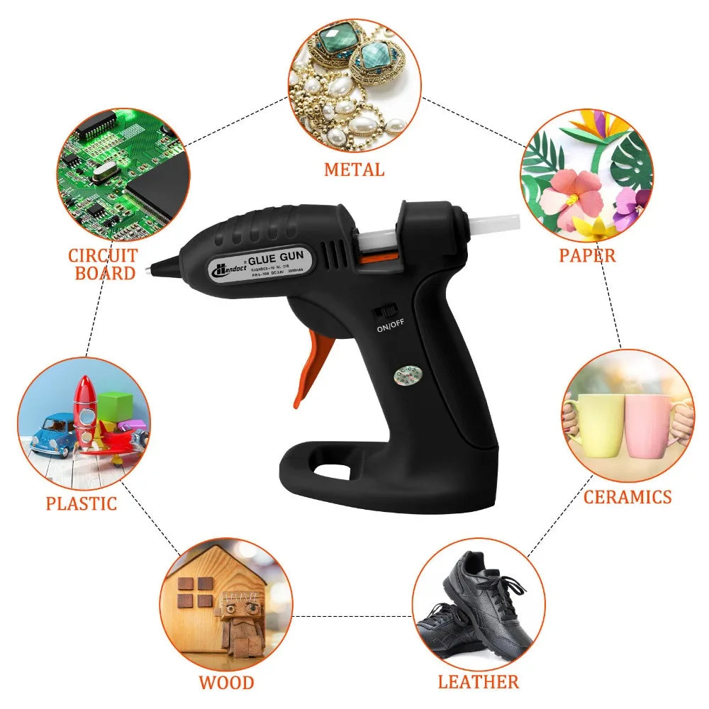 Cordless Hot Melt Glue Gun with 30 Mini Glue Sticks for DIY