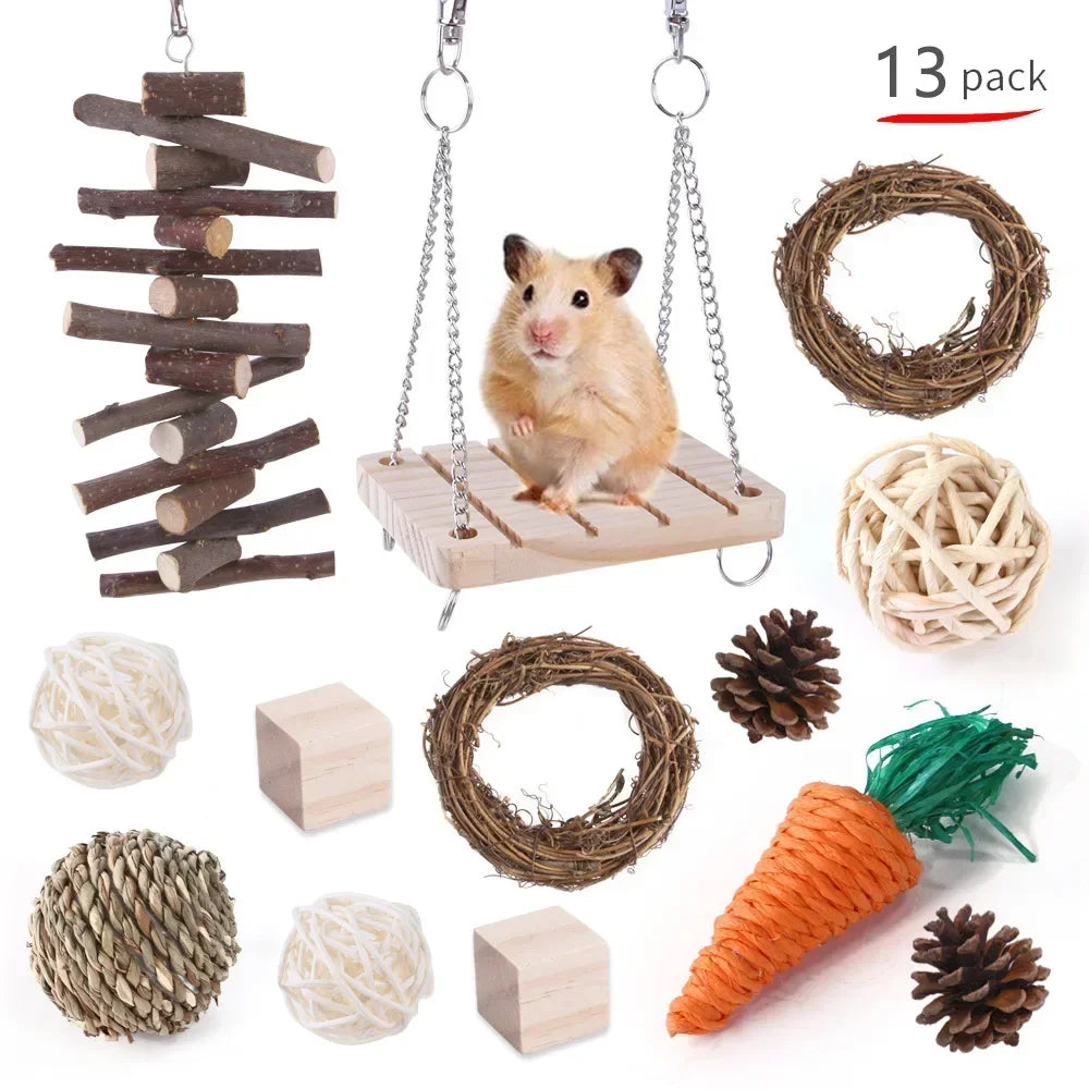 Hign-concerned Wooden Hamster And Small Pet Toys Set