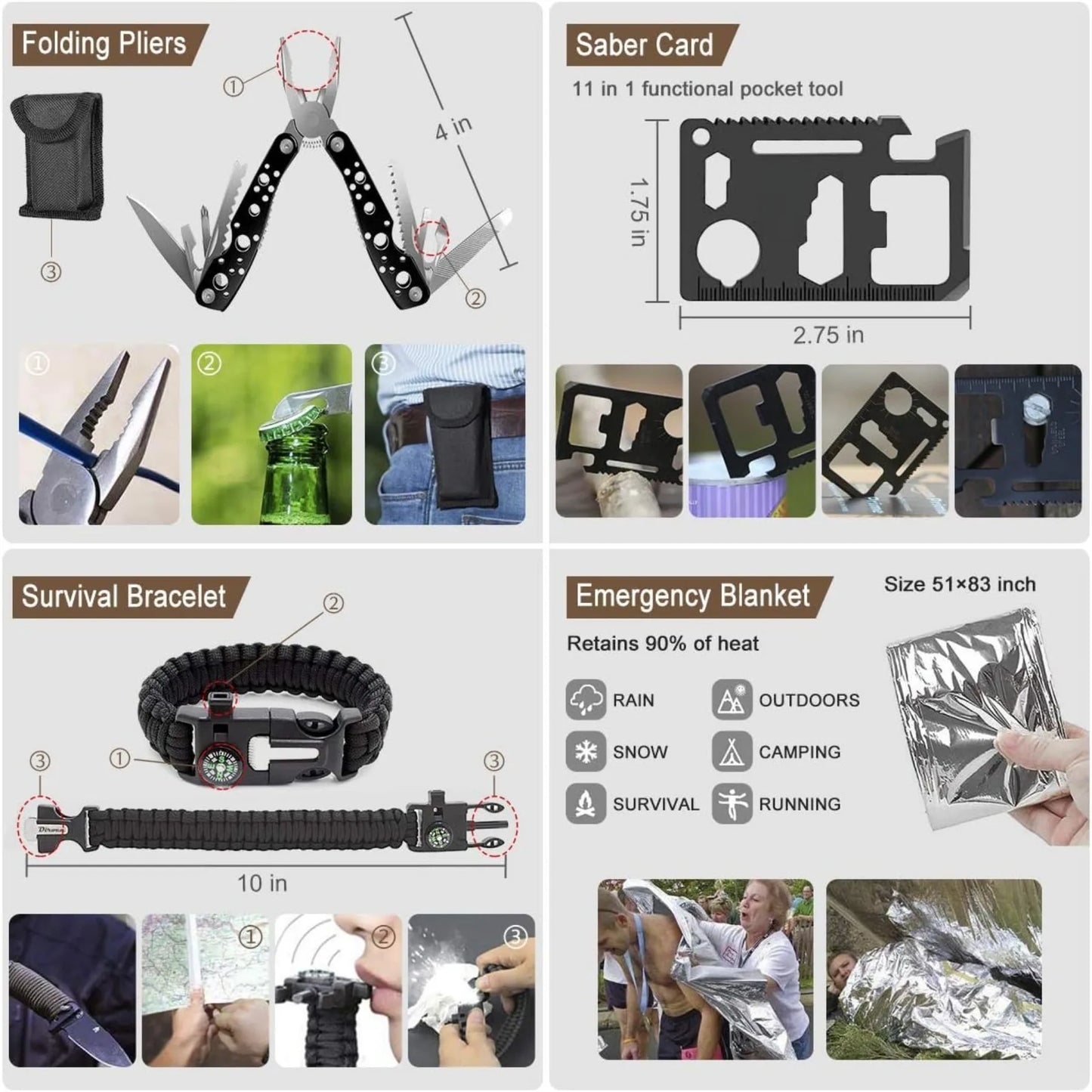 Hign-Concerned 238Pcs Emergency Survival Kit Molle Pouch
