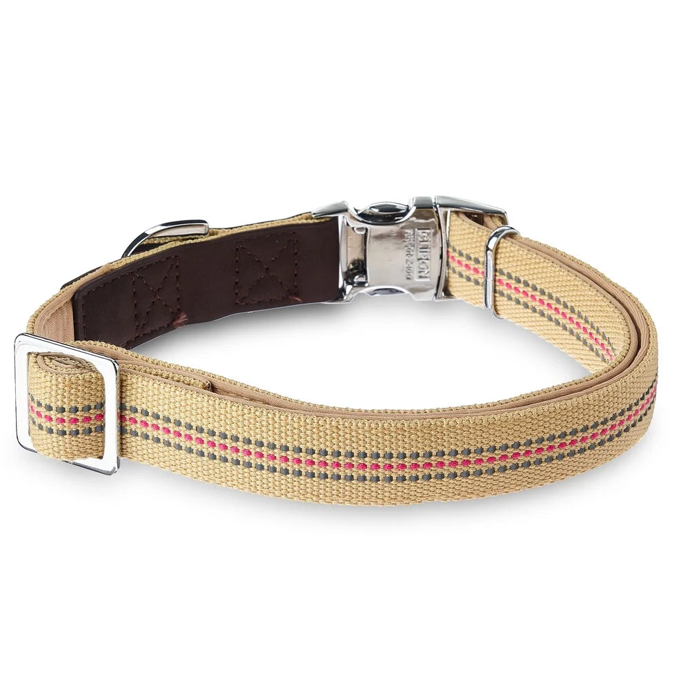 DUTRIEUX Reflective Nylon Dog Collar PU Leather Attachment