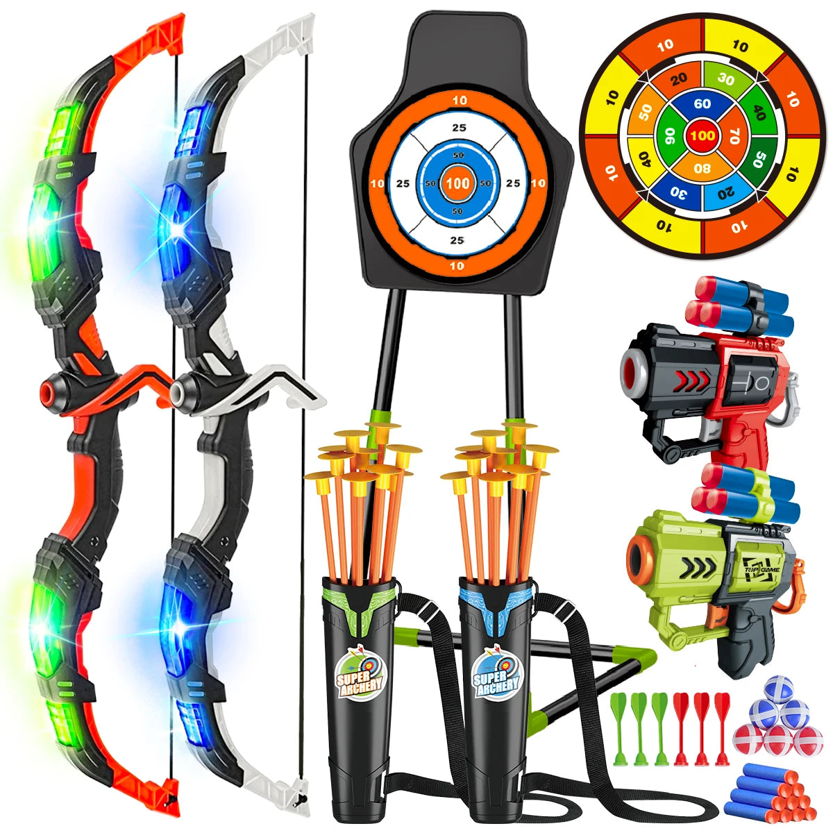 VATOS 2X Bow Arrow And Guns Toy Set Archery Gameplay