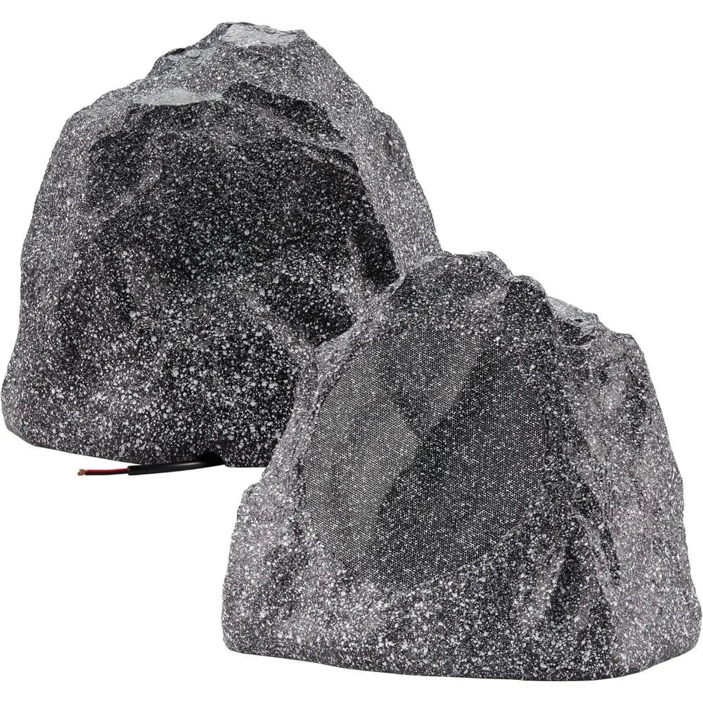 Granite Grey Outdoor Rock Speaker Set for Deck and Garden