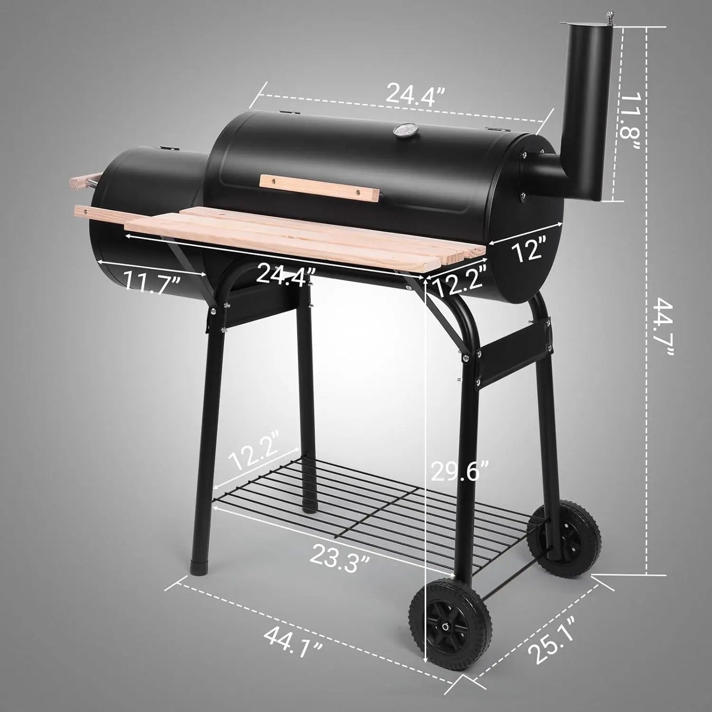 BBQ Charcoal Grill with Offset Smoker for Outdoor Cooking