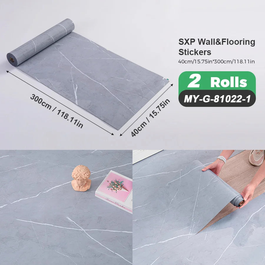 2 Rolls Self Adhesive Wall Floor Sticker Wood Grain Marble