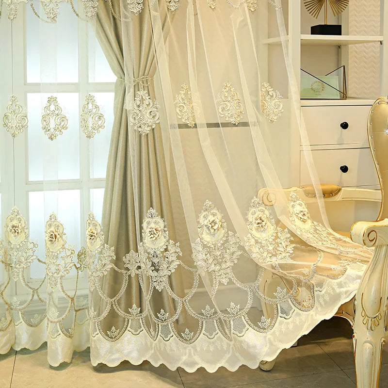Zhejiang Elegant Double Layer Curtains Embossed Detailing