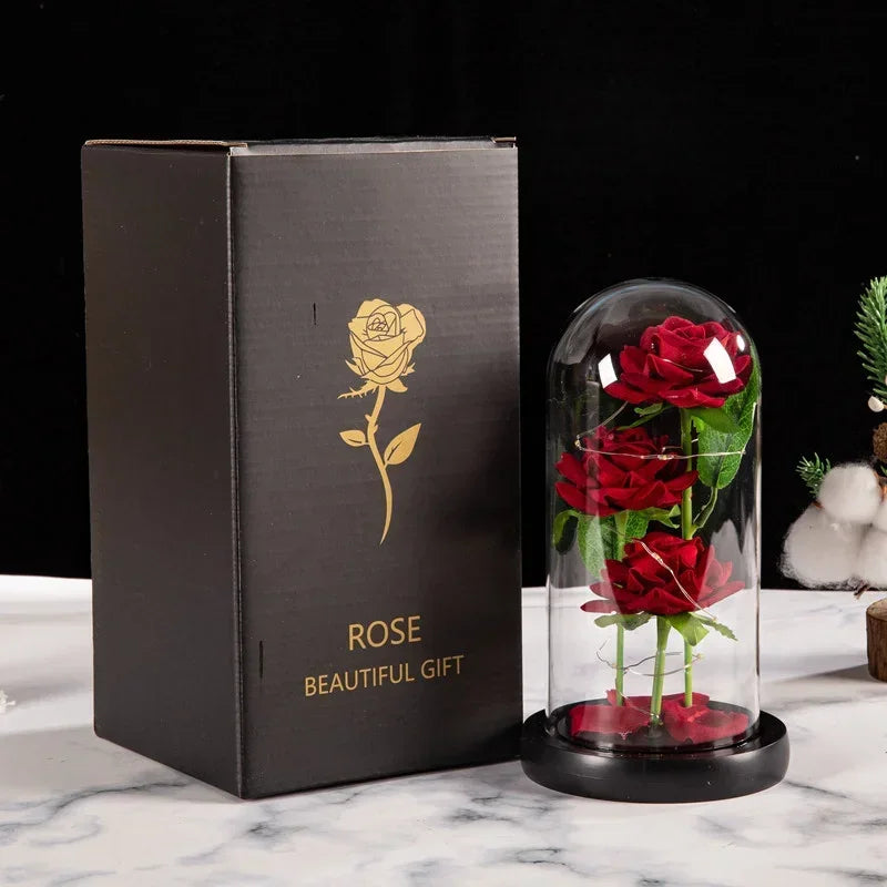 Zhejiang Rose Glass Dome Ornament Gift For Valentines Day