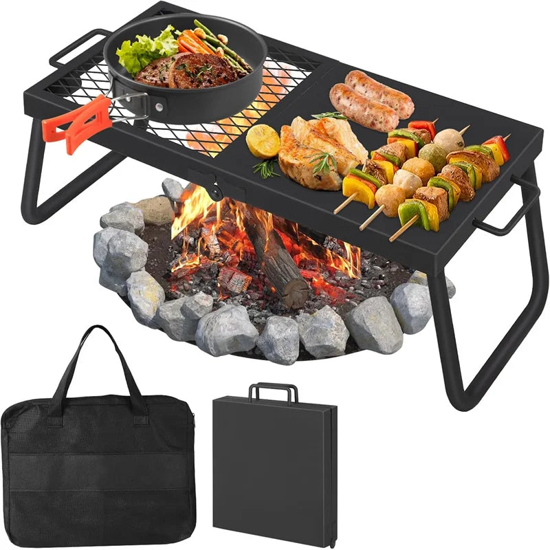 HiMISS Folding Campfire Grill Heavy Duty Steel Mesh Grate