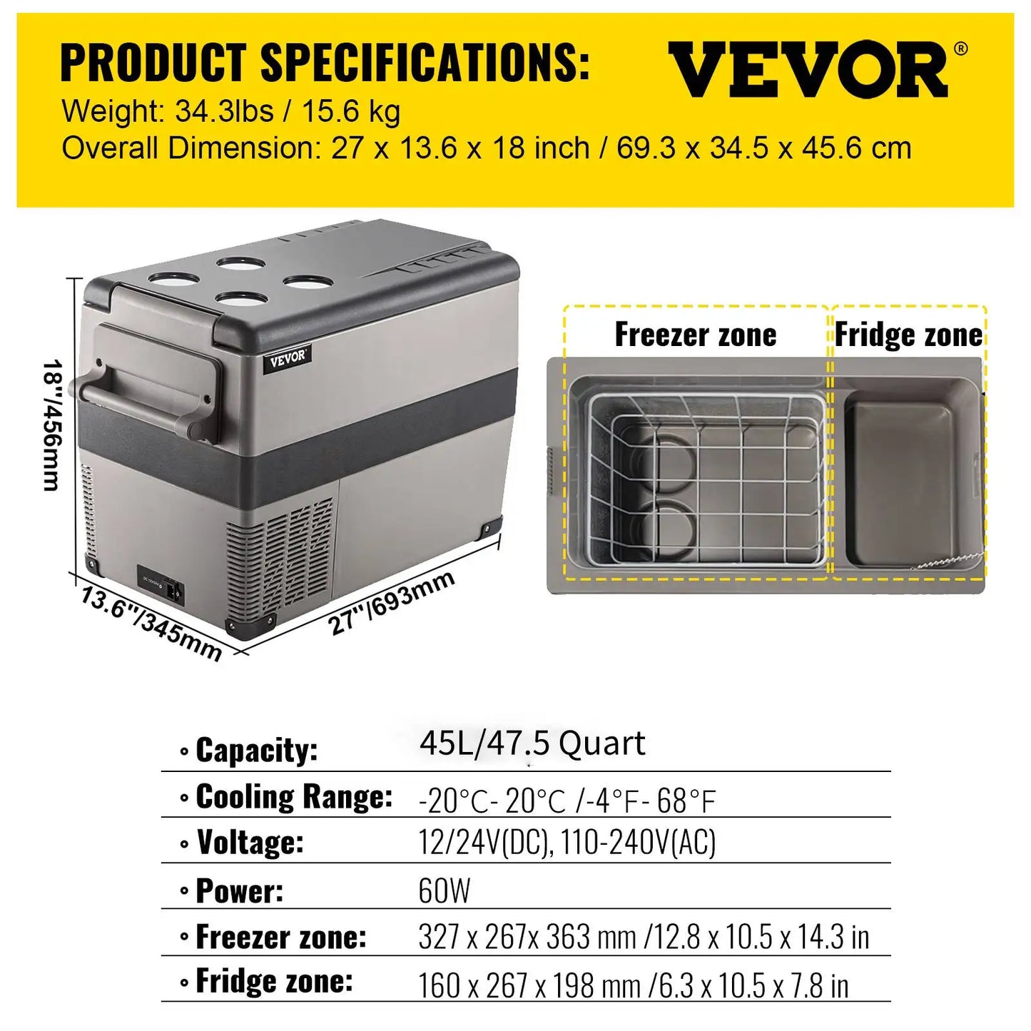 Portable Car Refrigerator Mini Fridge Freezer Compressor Cooler