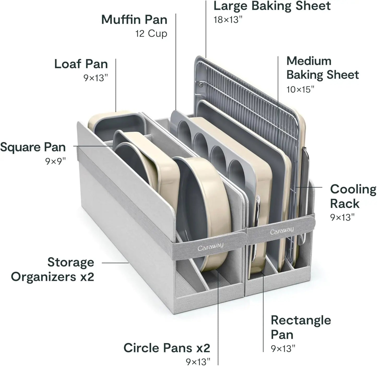 XMSJ Nonstick Ceramic Bakeware Set with Cooling Rack and Storage