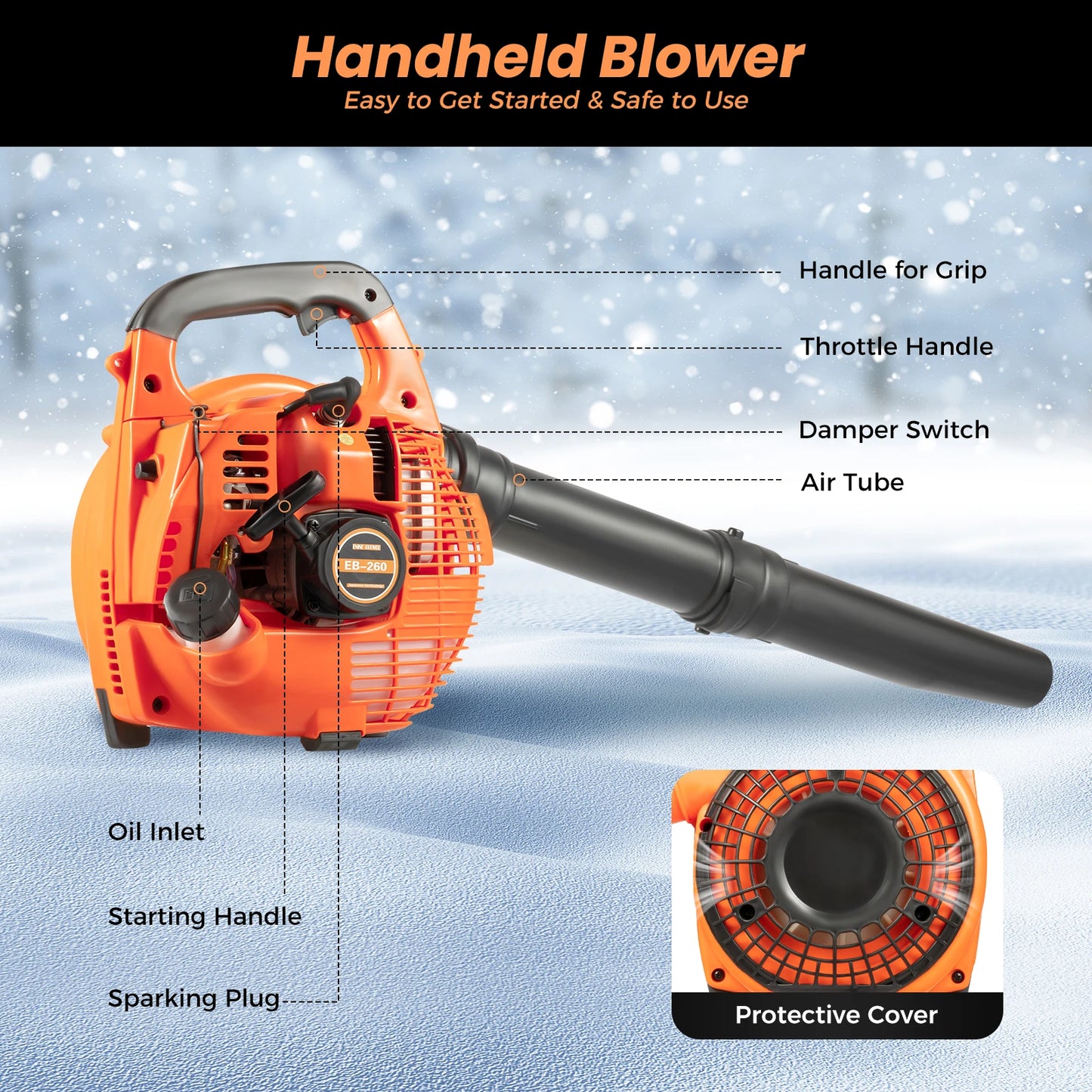 Bymaocar Handheld Gas Leaf Blower for Debris Cleaning