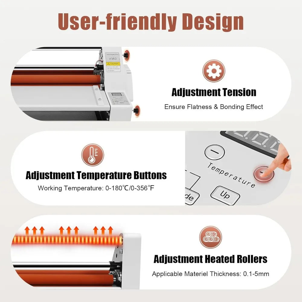 Electronic Laminating Machine 4-Roller 350MM Hot Cold Lamination