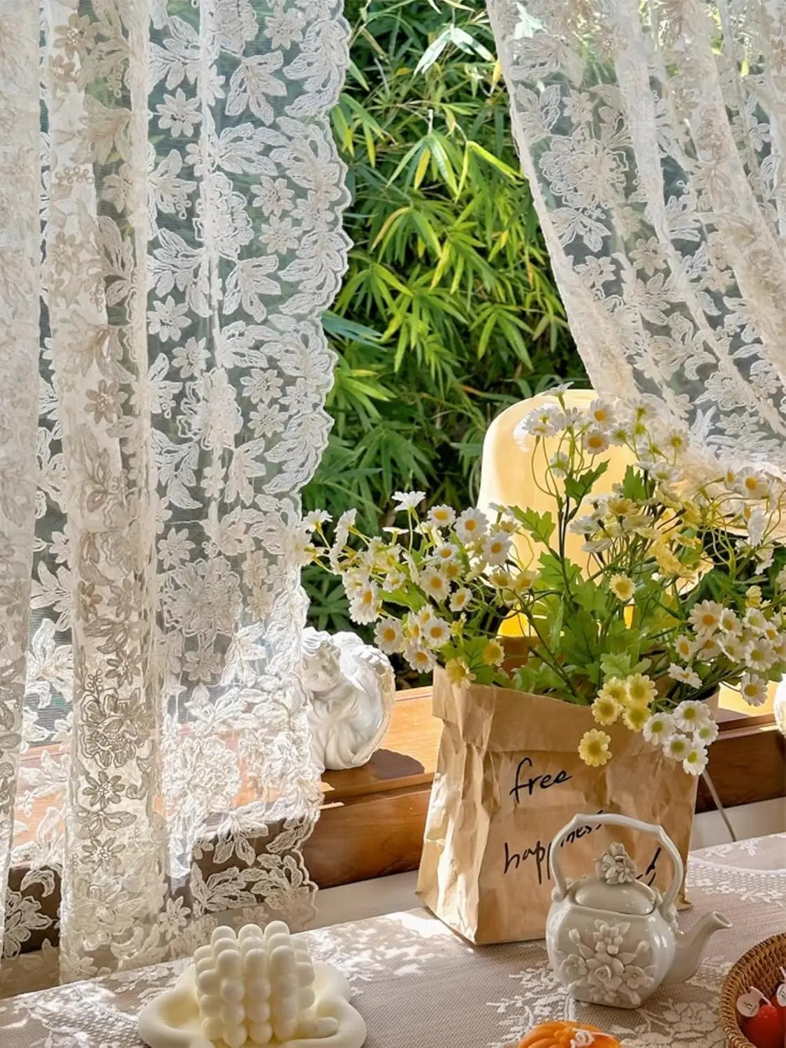 Jessans European Tulle Lace Sheer Curtains for Home