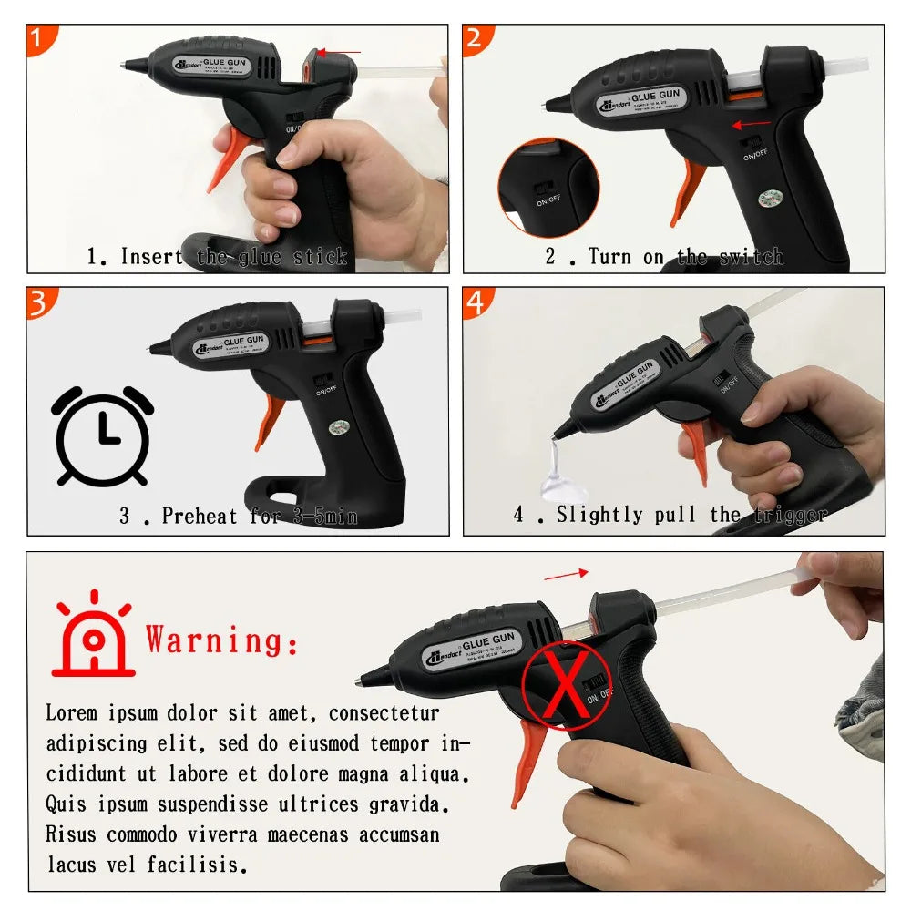 Cordless Hot Melt Glue Gun with 30 Mini Glue Sticks for DIY