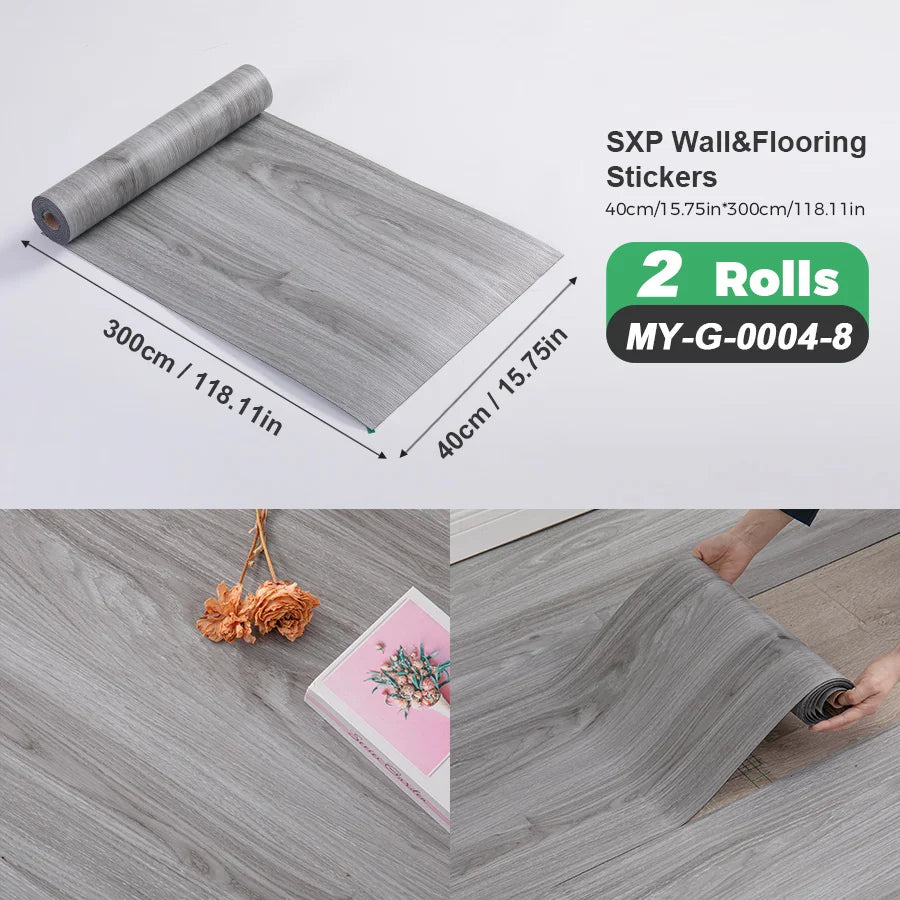 2 Rolls Self Adhesive Wall Floor Sticker Wood Grain Marble