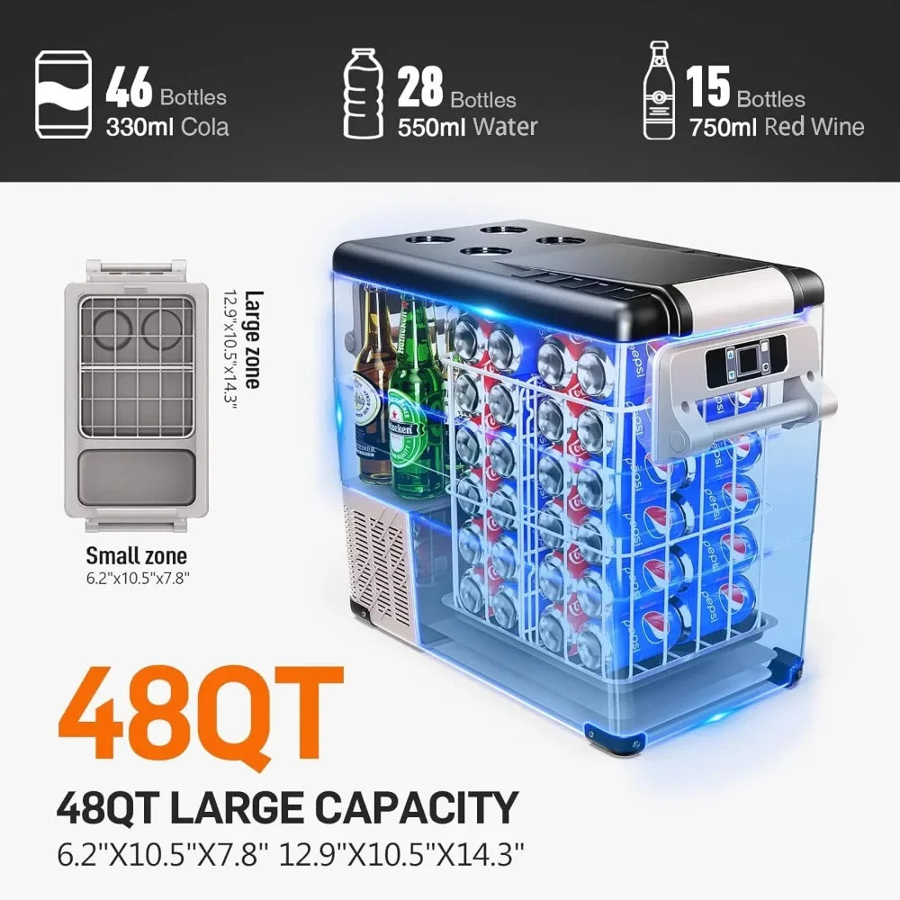Portable 48QT Car Refrigerator with APP Control for Camping