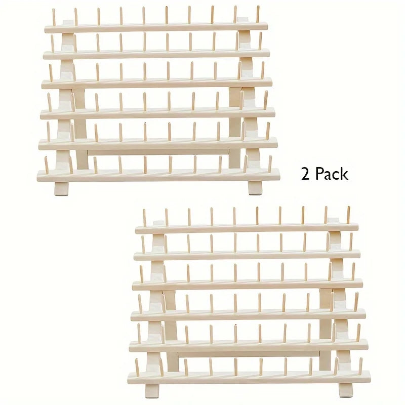 2PCS Wooden Thread Rack for 60 Spools Sewing and Embroidery