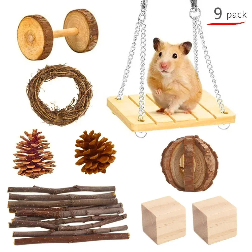 Hign-concerned Wooden Hamster And Small Pet Toys Set
