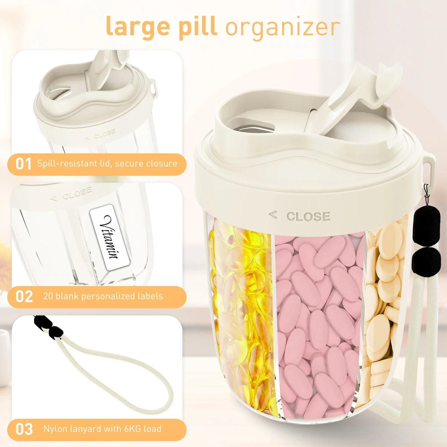 Hign Concerned Pill Organizer Travel Case 7 Compartments