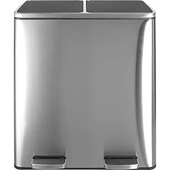 60L Dual Compartment Stainless Steel Kitchen Trash Can