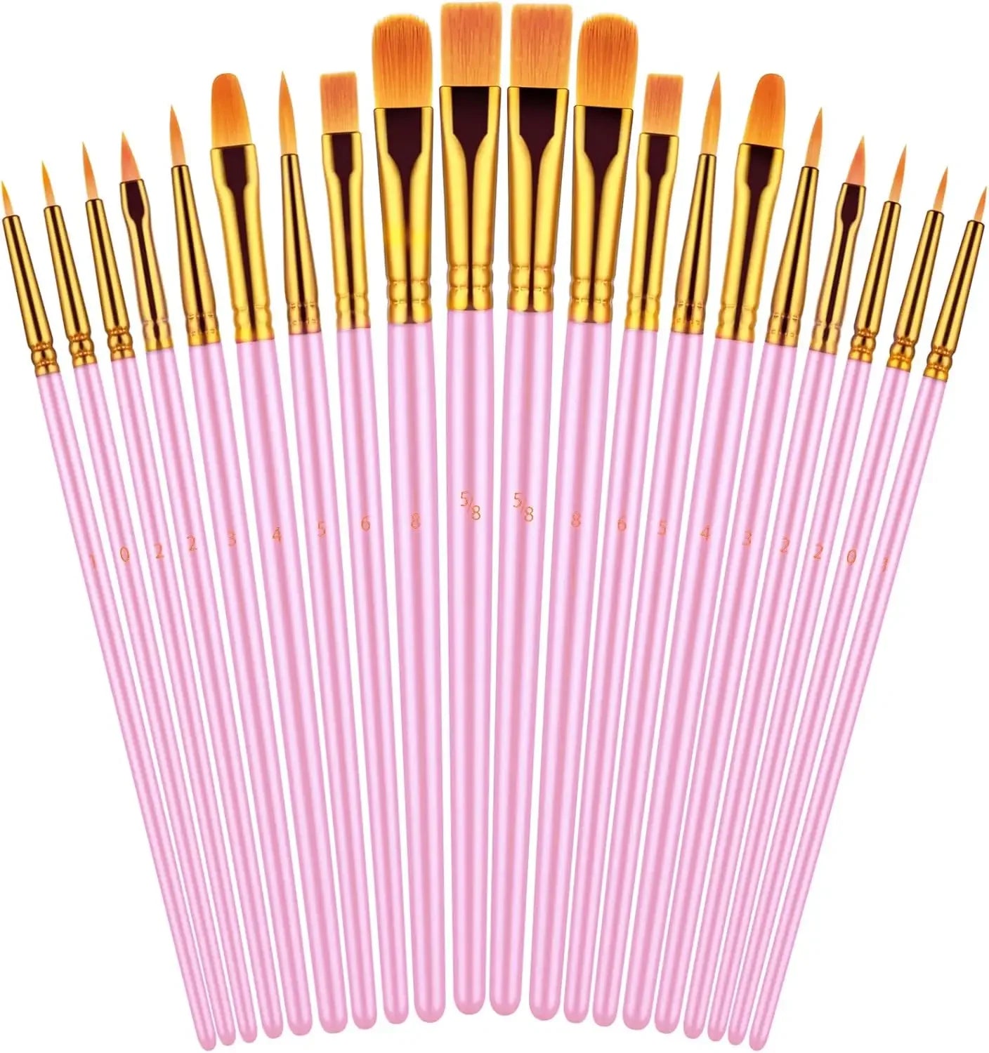 20 Professional Paint Brushes for Oil Watercolor and Acrylic Art