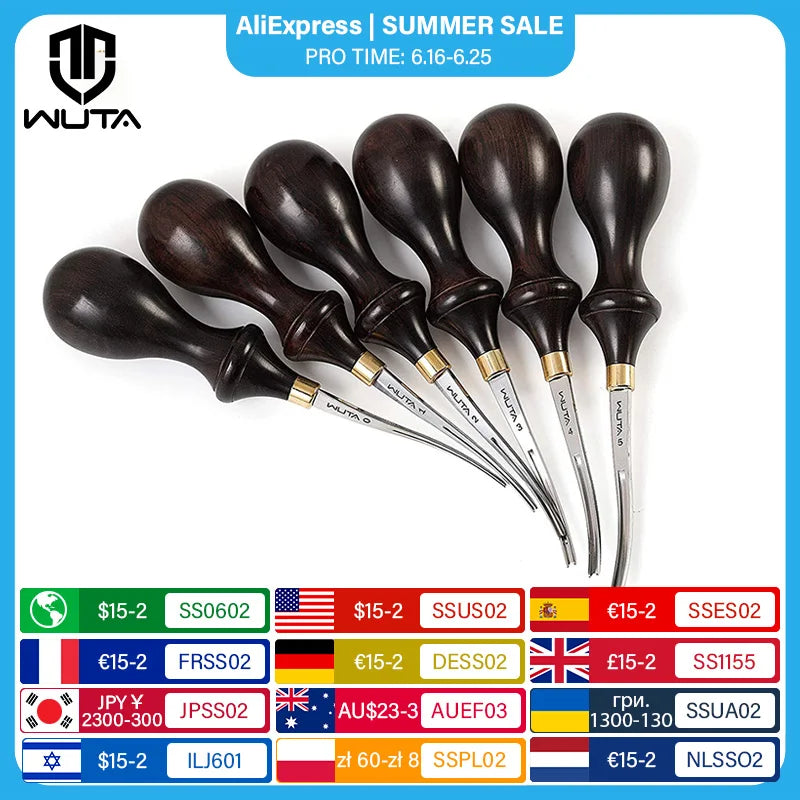 WUTA Professional Leather Edge Beveler with Ebony Handle