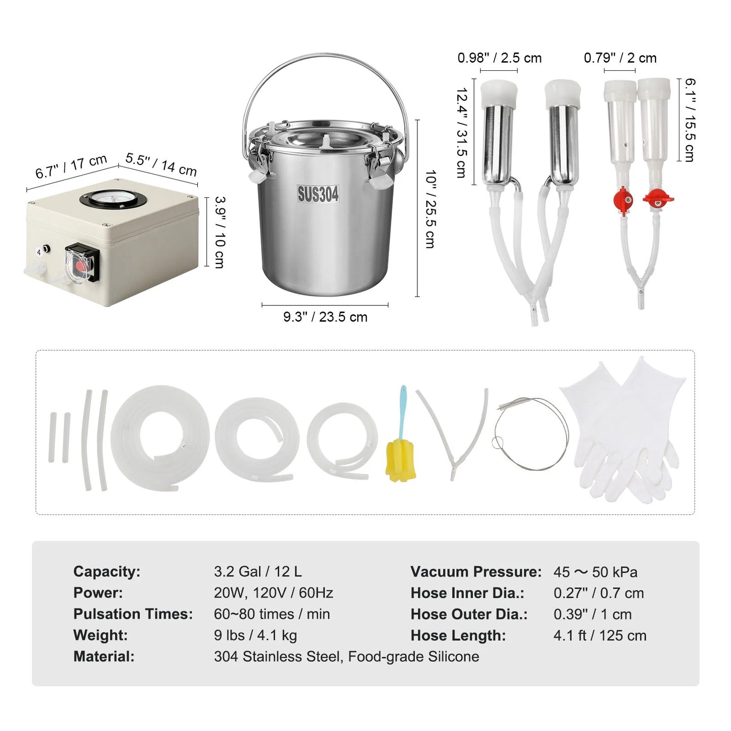 SucceBuy Goat Milking Machine Pulsation Cups Tubes