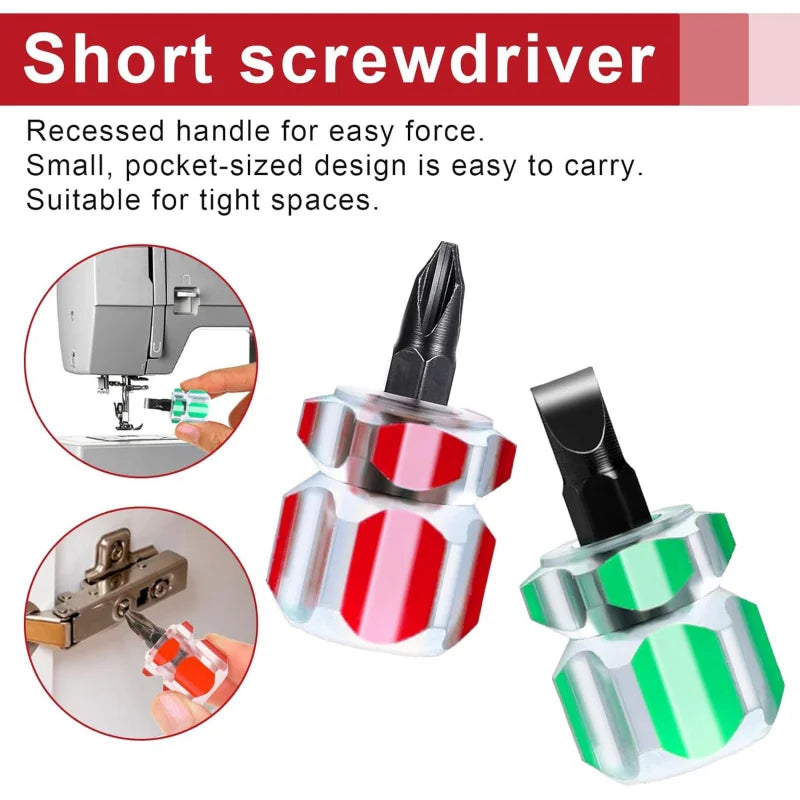 4Pcs Stubby Sewing Screwdriver Set Flat Phillips Mini Tools