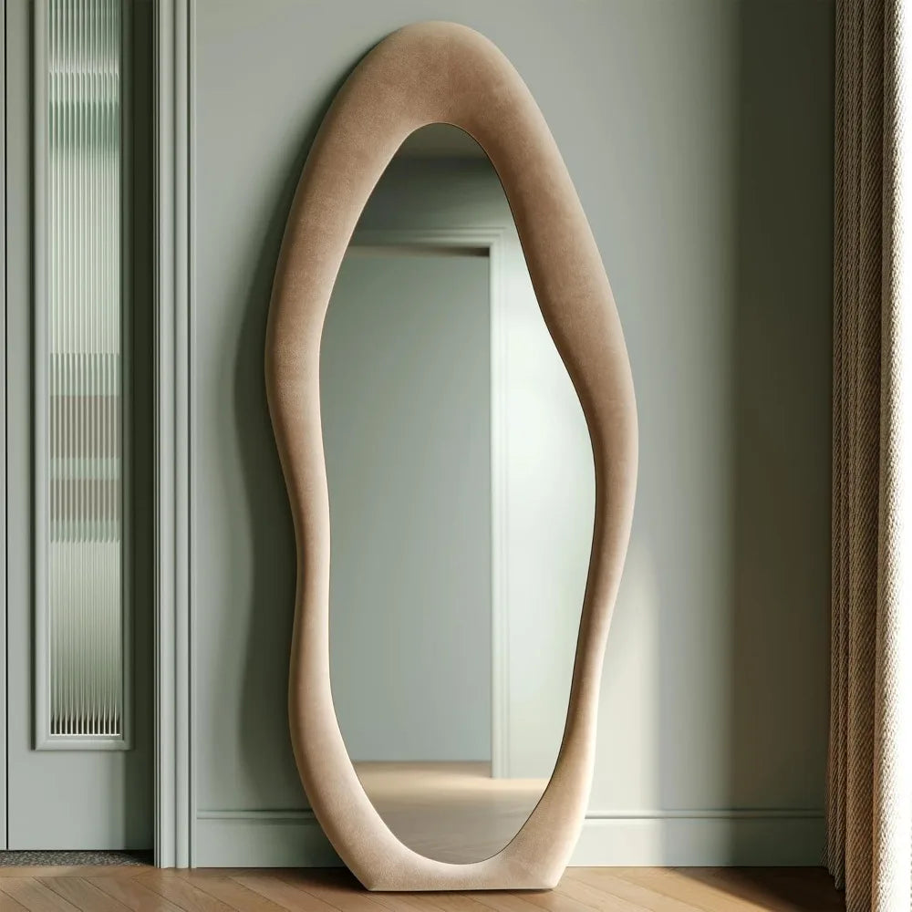 Hignconcerned Irregular Wave Tall Mirror Wall Hanging