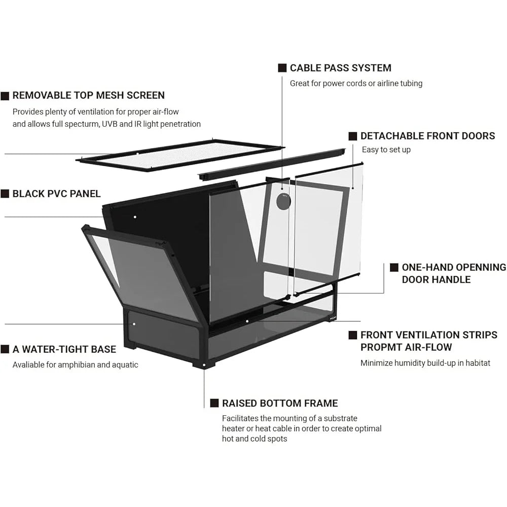 Collapsible Reptile Terrarium 120 Gallon Glass Tank for Pets
