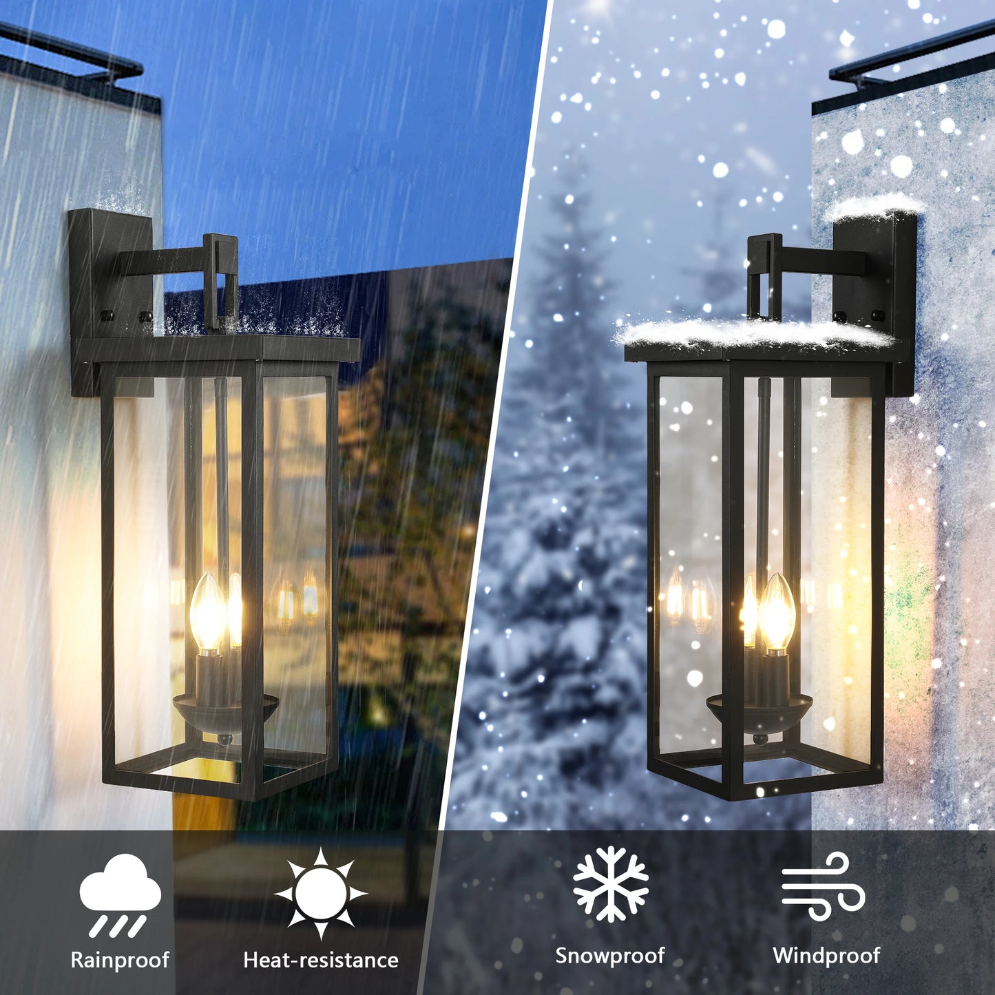 Outdoor Wall Lantern Dusk To Dawn Sensor Matte Black Finish
