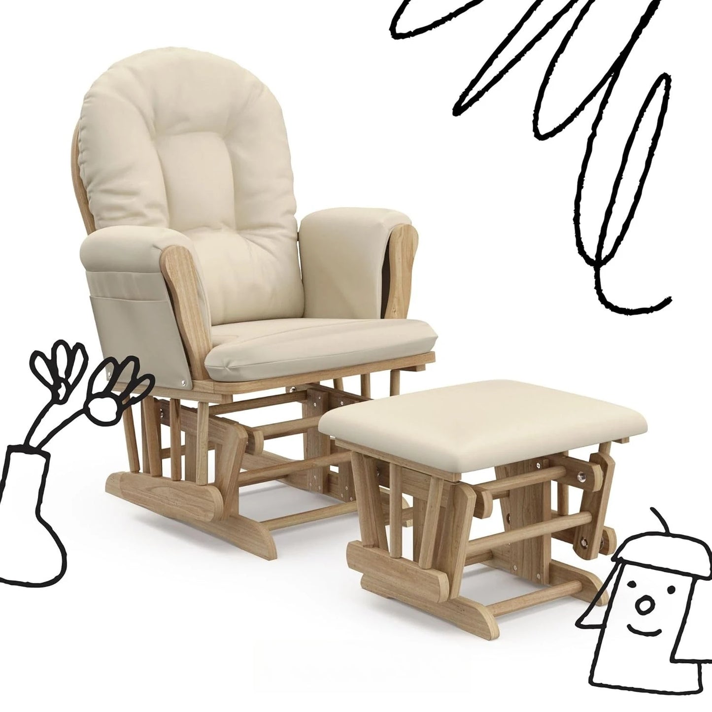 Hign Concerned Hoop Glider And Ottoman Nursery Chair
