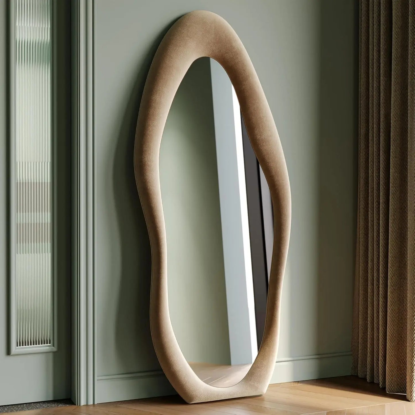 Hignconcerned Irregular Wave Tall Mirror Wall Hanging