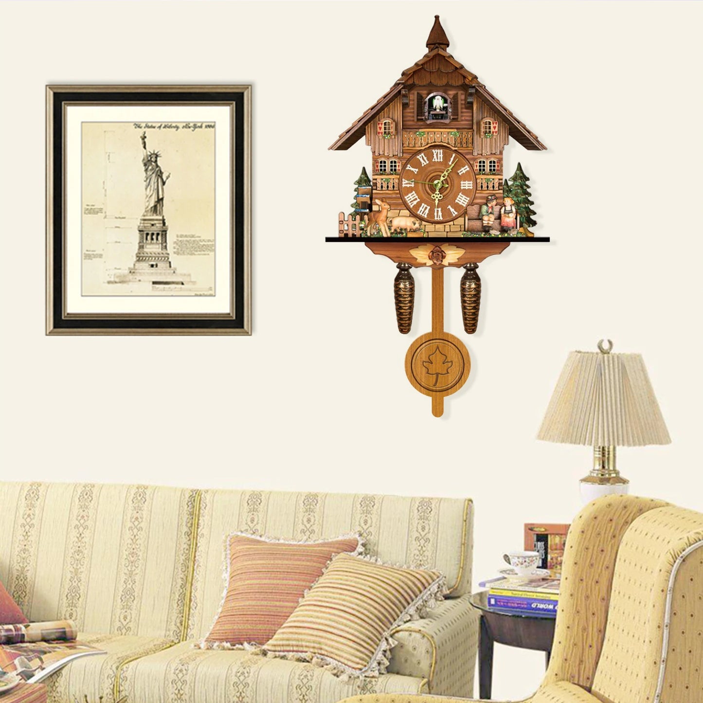 Cuckoo Wall Clock Bird Clock With Swing Alarm Timepiece