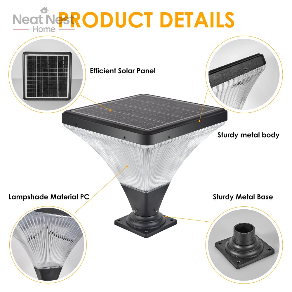 15 Inch Black LED Outdoor Post Light with Remote Control