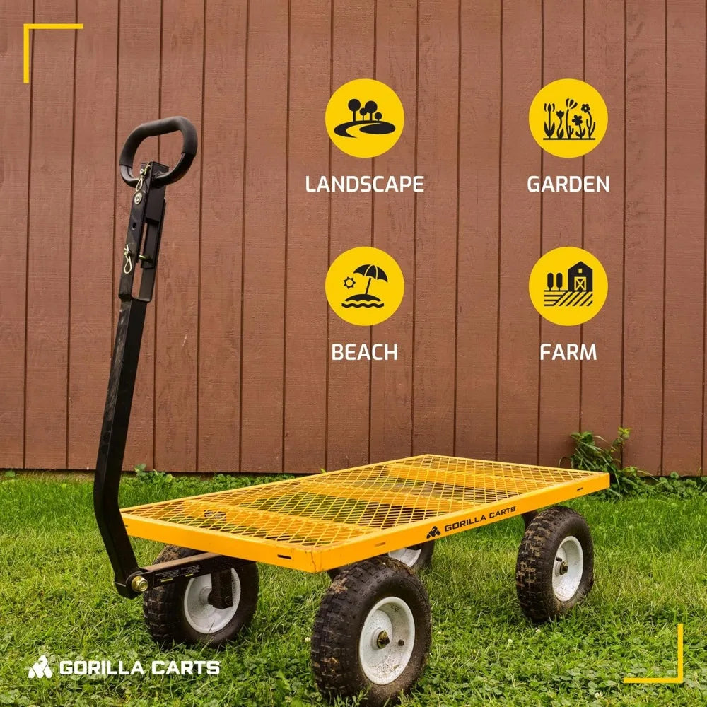 Heavy Duty All Terrain Garden Wagon 1200 Lb Yellow Utility Cart