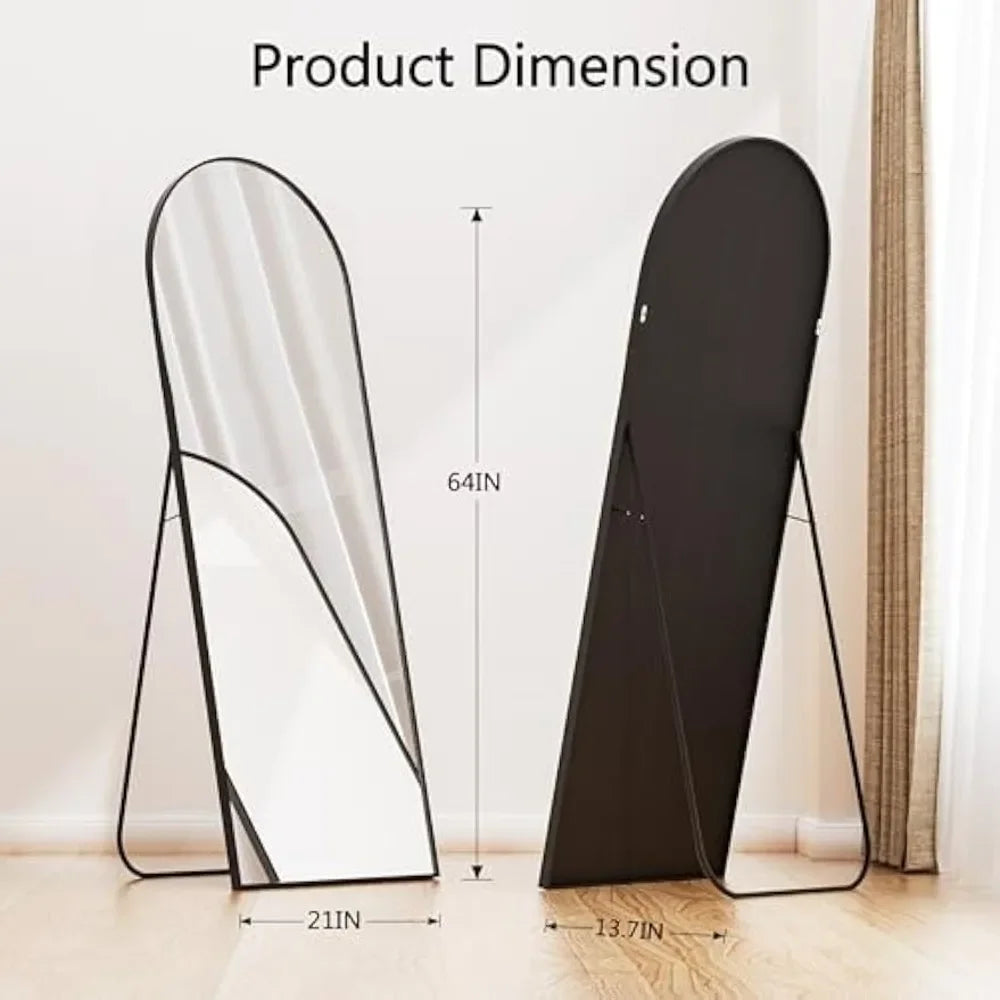Arched Full-Length Floor Mirror 64 x 21 Inches for Bedroom Decor